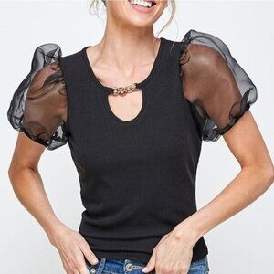 Puff Sleeved Top - black